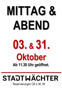 3. &amp; 31. Oktober